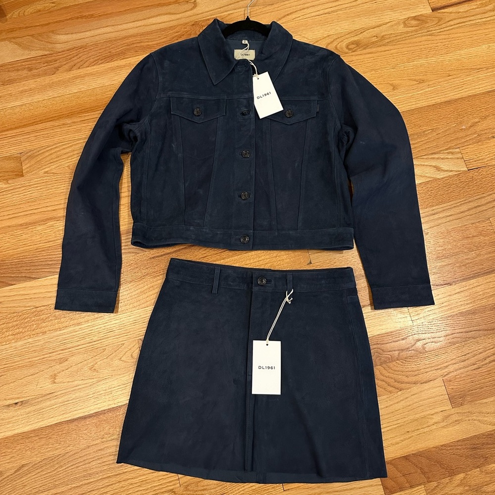DL1961 Deep Blue Jean Jacket & Skirt Set - Picture 3 of 4